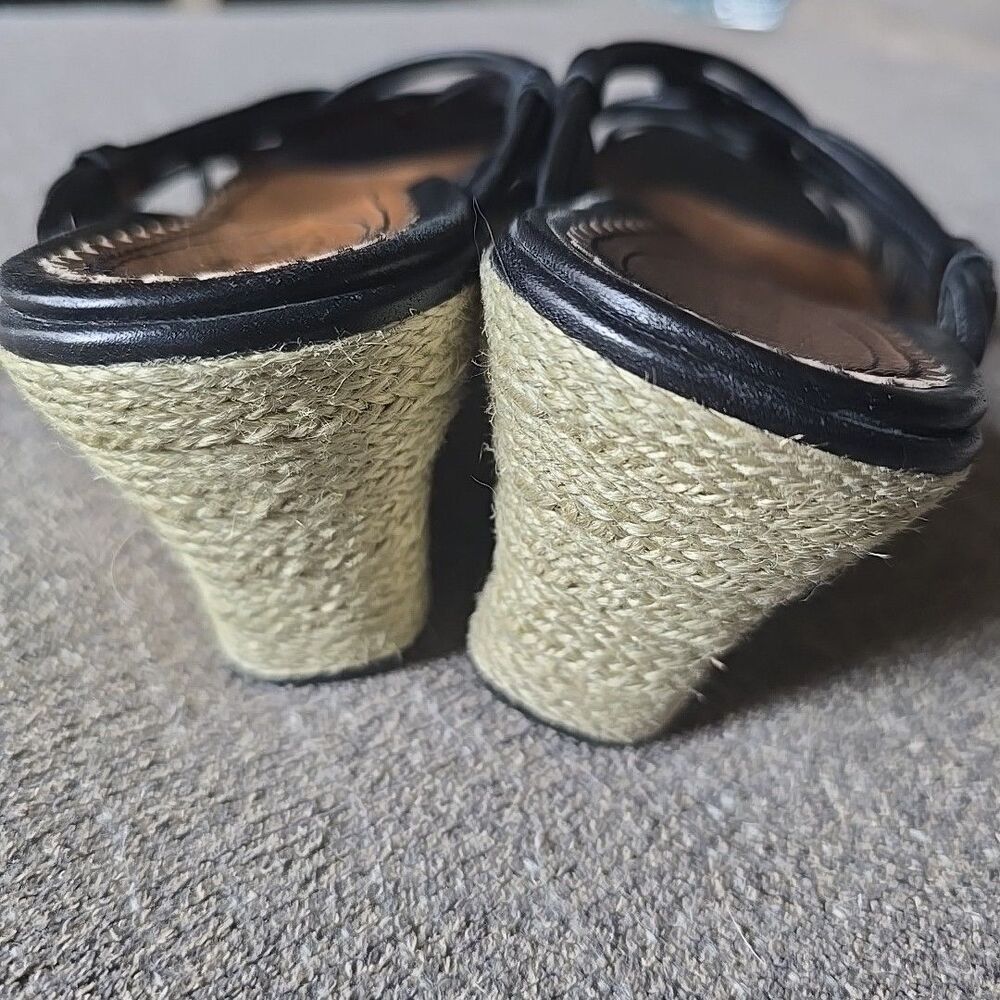 Clarks Artisan Black Leather Wedge Strappy Comfort 87116 Womens Size 8 Sandals - Picture 3 of 6